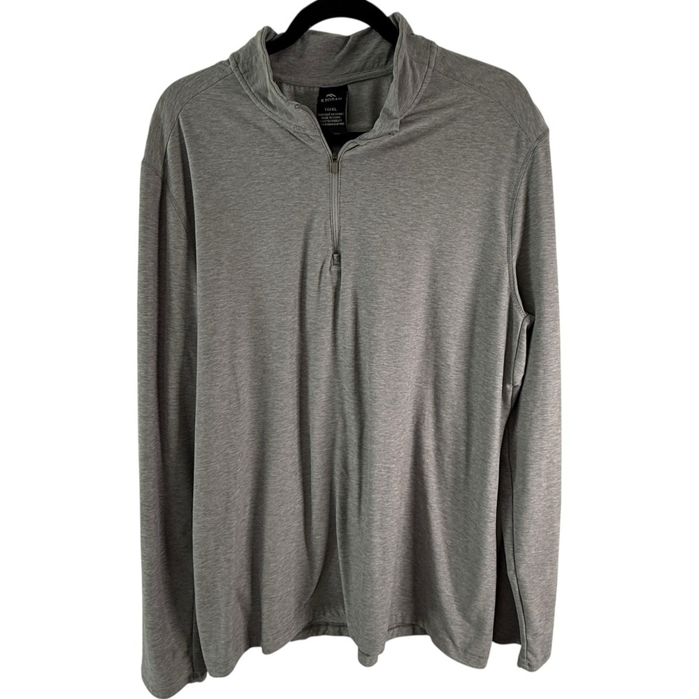 Kyodan Mens XL Quarter Zip Pullover Heather Gray Long Sleeve Activewear Sweater